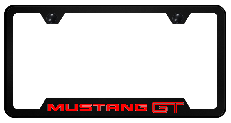 Auto Gold Mustang GT Notched Frame Red Print on Black - Click Image to Close